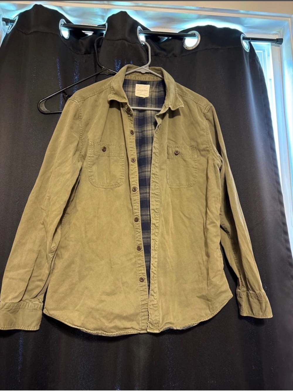 American Eagle Outfitters Olive Green Button-Front Shirt Jacket